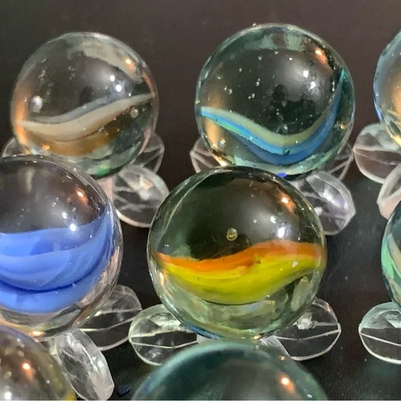 Vintage Bennington & Cat's Eye Colorful Clay & Glass Marbles Multi-Color Marbles - Picture 13 of 16